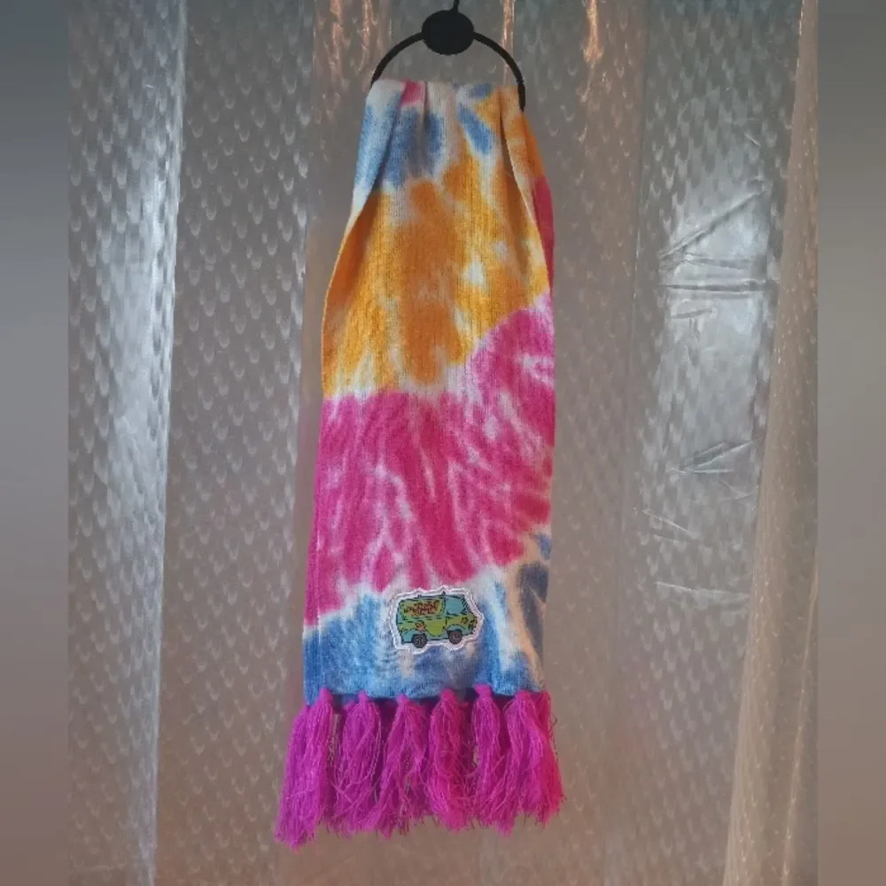 NWOTScooby Doo Mystery Machine Tie Dye All Over Scarf With Tassels Adult Unisex